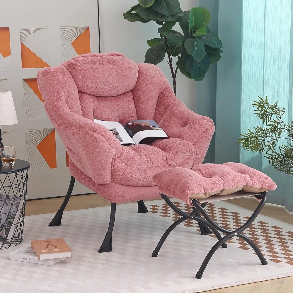 

Modern Large Accent Lounge Chair Lazy Chair With Ottoman Living Room Armchairs Leisure Sofa Armchair With Ottoman Comfy Home
