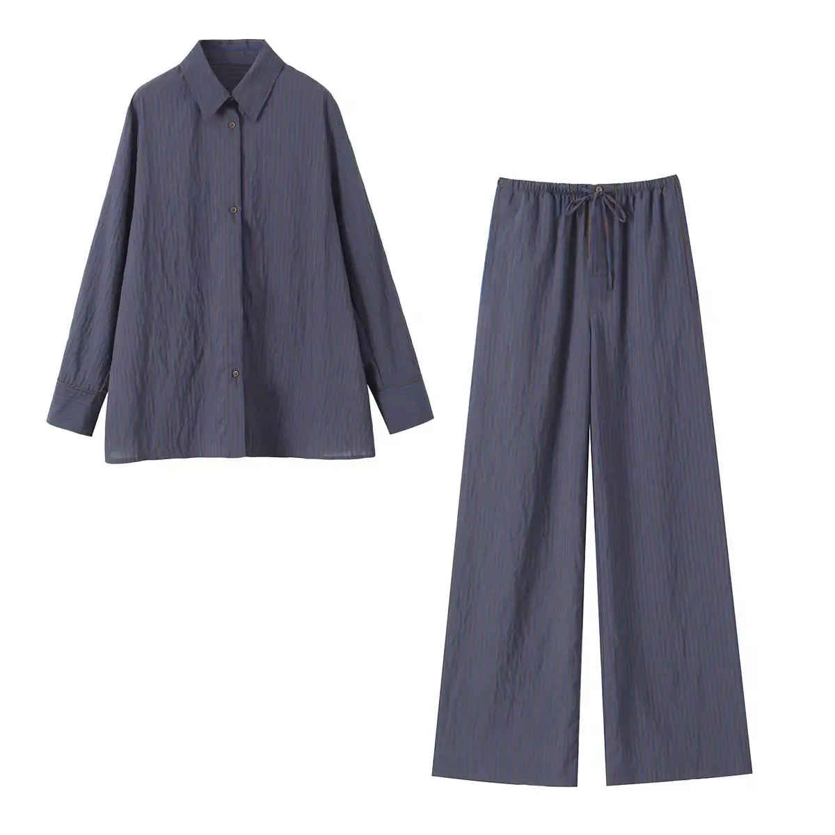 

Suit Women's 2 Pieces 2023 Fashion Office Striped Minimalist Shirt Retro Long-sleeved Blouse+striped Slacks Women's Suit