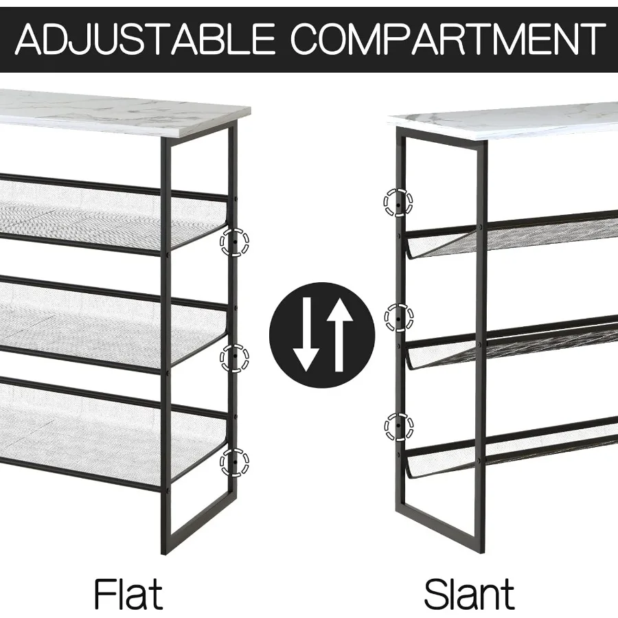 4 Tiers White Marble Shoe RackFreestanding Organizer MultiPurpose Adjustable Flat and Slant Storage Rack Shoe Shelf High Heels