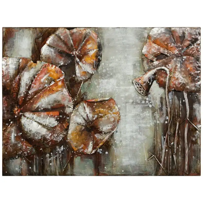 

Water Lilly Pads 2 Hand Painted 3D Metal Wall Art, 48