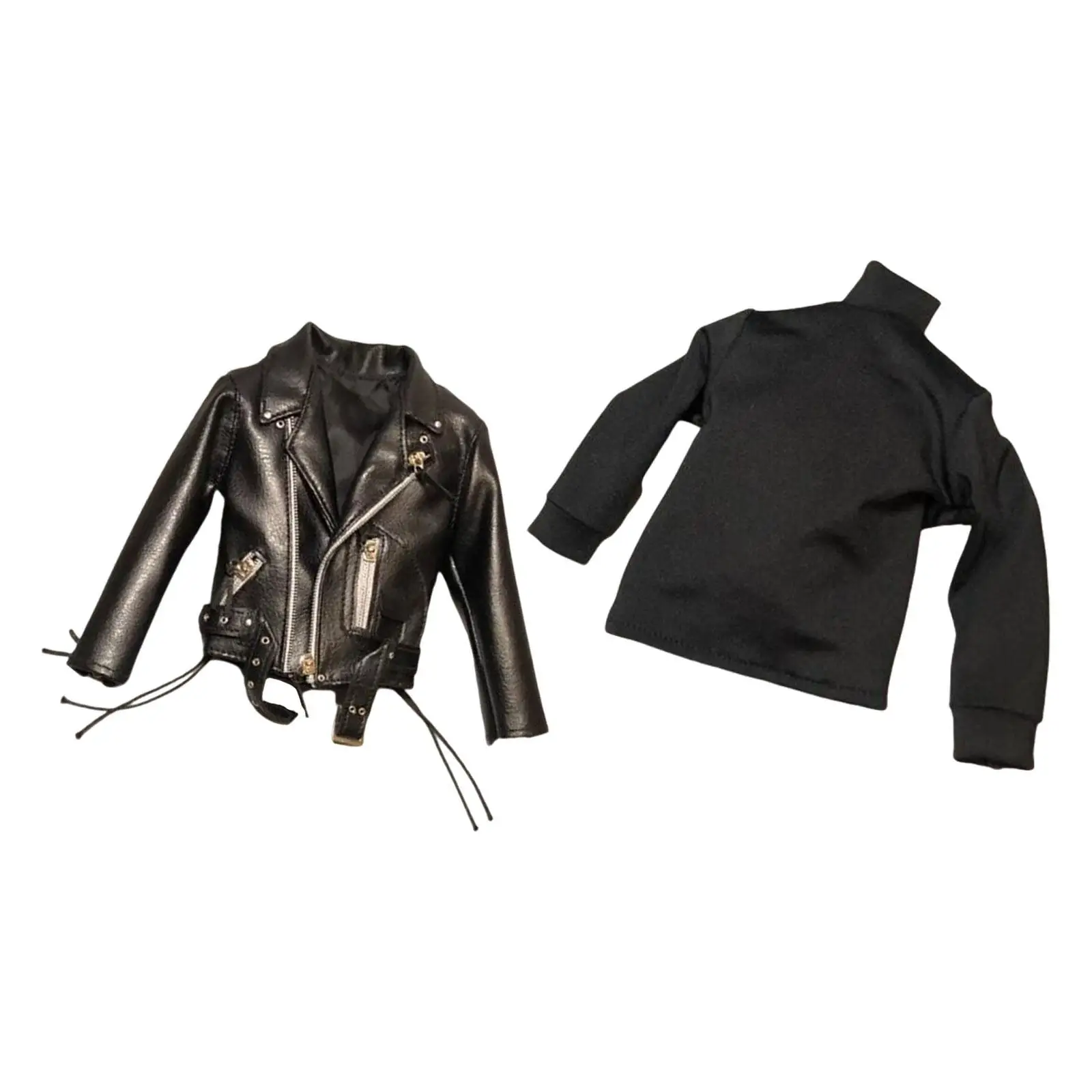 

1/6 Scale PU Leather Jacket and Sweatshirt Soldier Doll Clothes, Casual Miniature Soldier Clothes for 12 inch Soldier Figures
