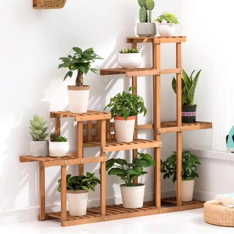 Wooden MultiLayer Plant Stand Indoor Balcony Plant Shelves Flower Stand for Nature Lovers