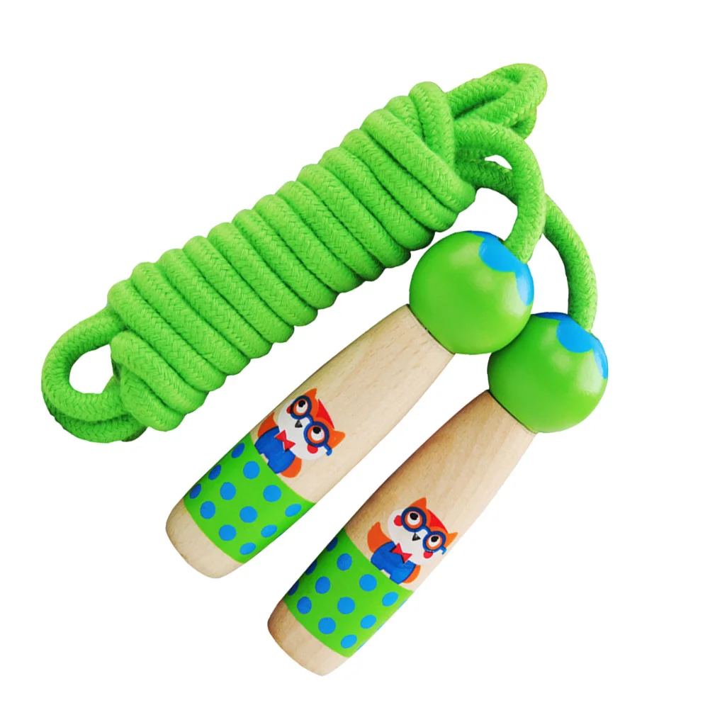 

Children Sports Skipping Rope Jump Rope with Wood Handle Early Education Toy Kid Fitness Equipment for Kids (Green Owl)