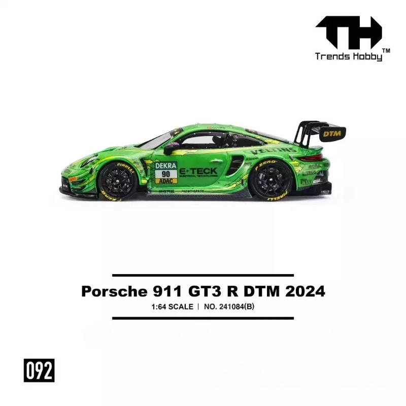 TrendsHobby 1:64 싱가포르 전시회 첫 번째 에디션 포르쉐 911gt3r 독일 투어링 카 레이스 DTM2024 챔피언 합금 자동차 모델