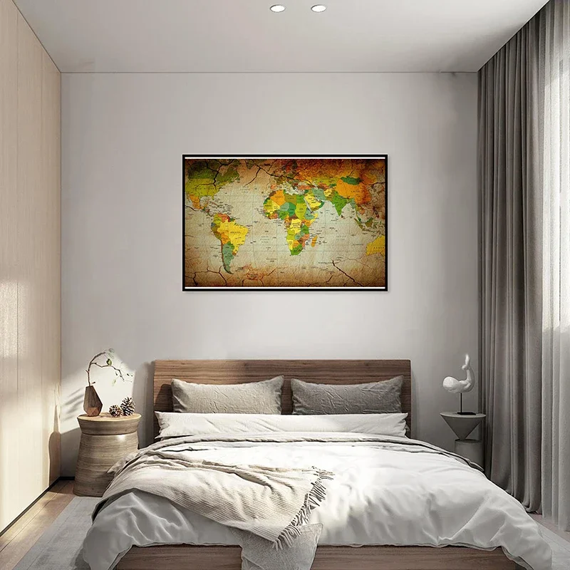 Map of The World 59*42cm Posters and Prints Non-woven Canvas Painting Living Room Home Decoration School Teaching Supplies