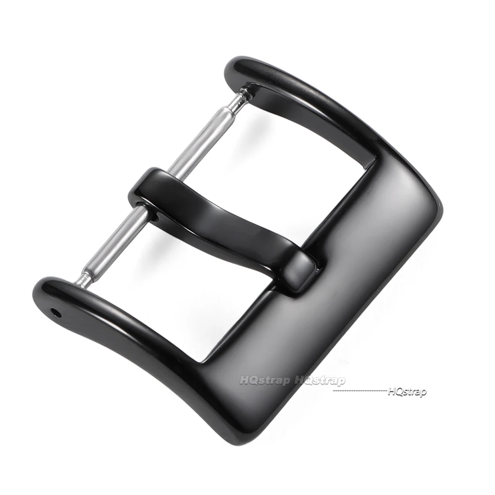 Stainless Steel Matte & Polished Watch Band with Solid Square Button Clasp - Silver & Black Options