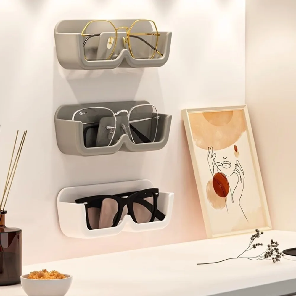 

Wall Mounted Sun-glasses Display Holder Home Tidying Wardrobe Decoration Glasses Storage Rack Punch-free Portable