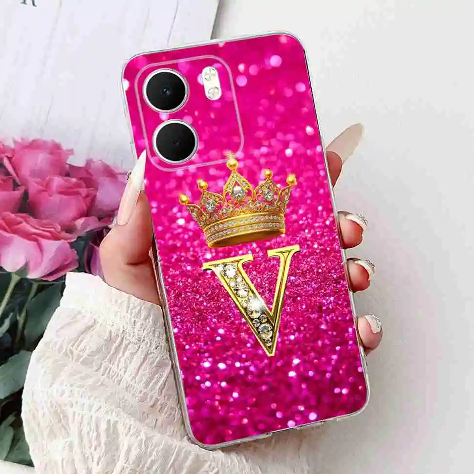 Fashion Flower Crown Soft Silicone TPU Phone Case Cover, A-Z Alphabet Design