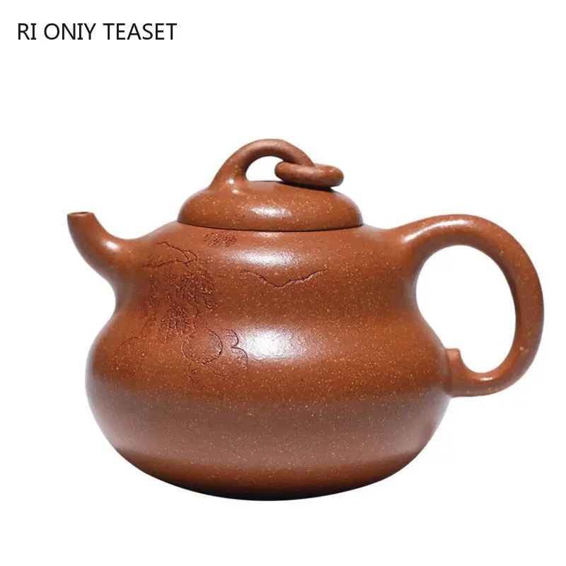 

180ml Chinese Yixing Raw Ore Purple Clay Teapots Handmade Gourd Shape Tea Pot Beauty Kettle High-end Zisha Tea Set Collection