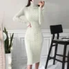 Autumn and Winter Womens Long Sleeve Turtleneck Sweater Dresses Warm Knitted Bodycon Pullovers Jumper Dresses Vestidos Largos 4