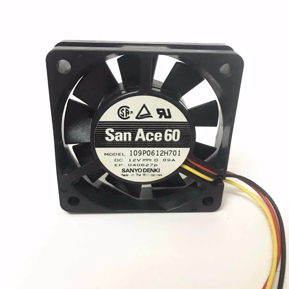 5PCS New Sanyo Denki 6015 60MM 109P0612H701 DC12V 0.09A 60*60*15MM Cooling fan For Server Computer case with 3wires