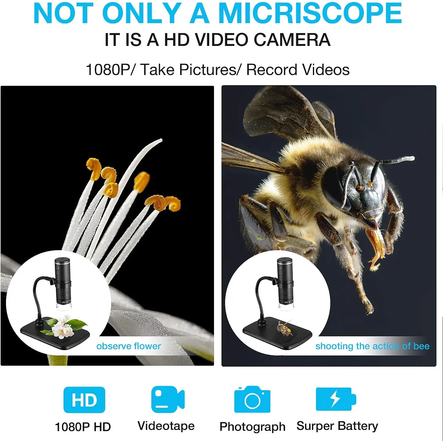 Digital Microscope Wireless Digital Microscope 50X-1000X Magnification Portable Handheld USB Microscopes with Flexible Stand For iPhone Android PC