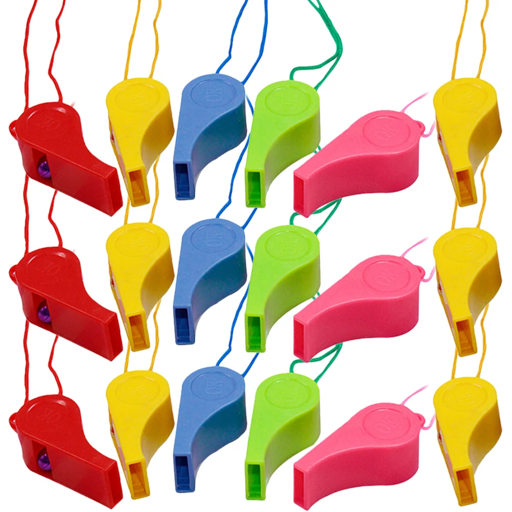 

48 Pcs Whistle Toy Kid Toys with Lanyard for Kids Sports Meeting Fan Plastic Cheering