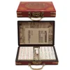 Chinese Numbered Large Acrylic Tiles Portable Carving Travel Mahjong Premium Mahjong Set 144 For Family Party Table Game 4