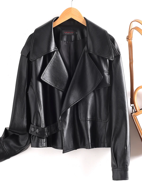  Ning Genuine Leather Jacket Women's Short Style 2025 New Autumn Loose Casual Motorcycle Fashion Sheepskin Coat
