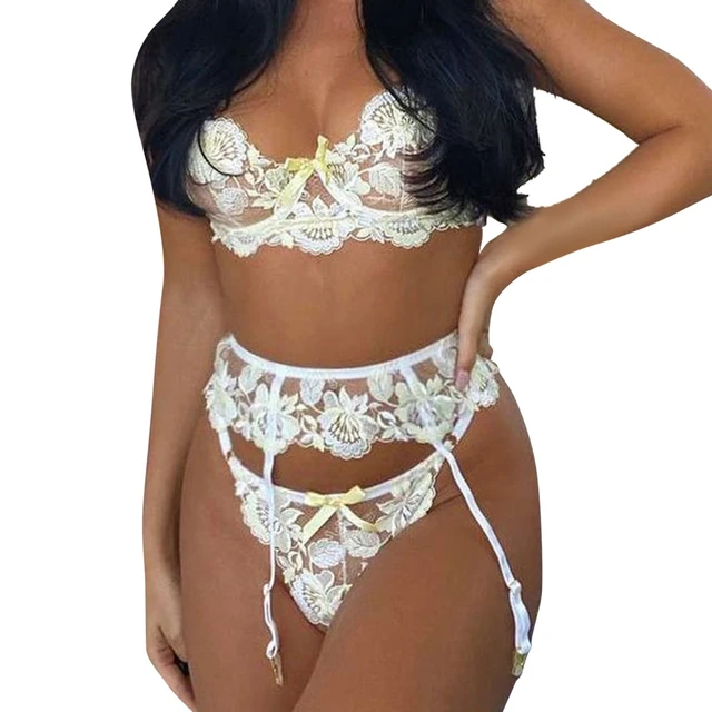 Women Fashionable Sexy Lace Flower Embroidery Sexy Lingeriet Tight Sexy  Underwear Women's Lingerie