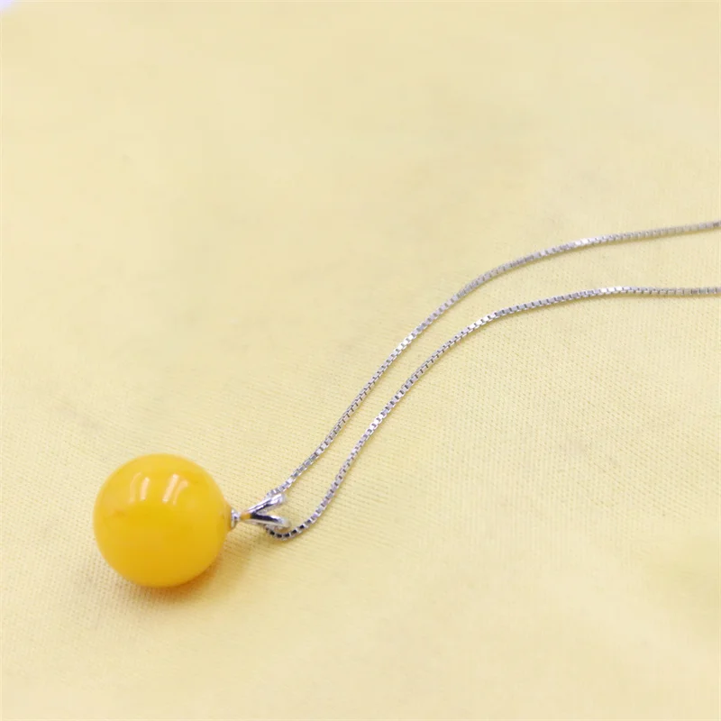 

ZFSILVER S925 Silver Trendy Fashion Simple Yellow Amber Shape Y Necklaces For Women Party Wedding Love Chrams Jewelry Party Gils