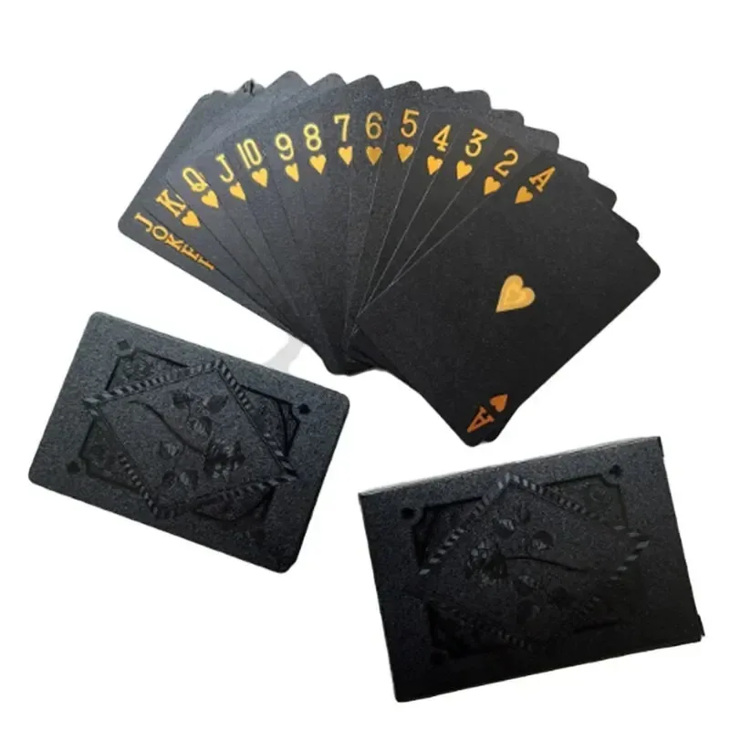 Black Gold Waterproof Magic Playing Cards Set Board Game Gift Collection
