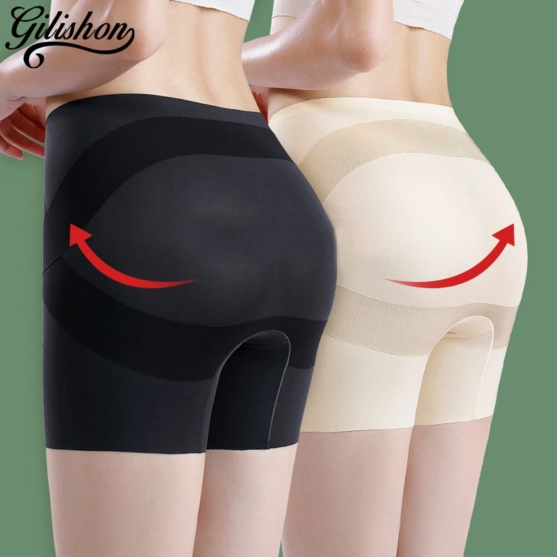 Women's Seamless Hip Lift Shaping Underwear Tummy Control Panties Slimming Shorts Mid Waist Antibacterial Soft Silk Panty