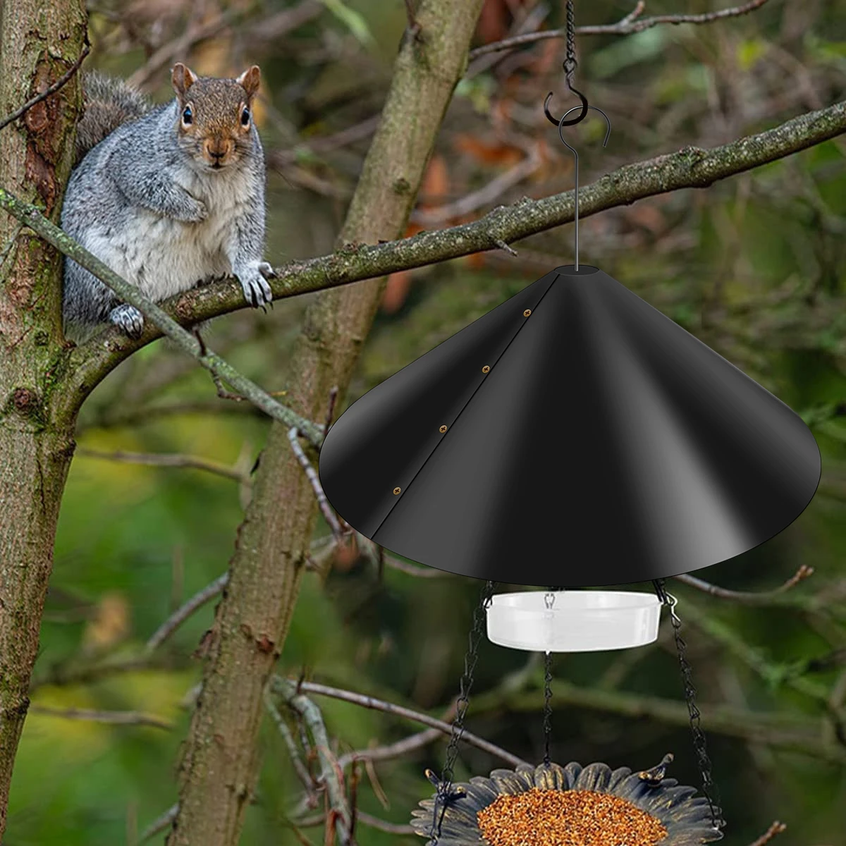 18 in Squirrel Baffle Wrap Around Squirrel Proof Baffles Durable Plastic Bird Feeder Guard with Hook Hanging Flapper