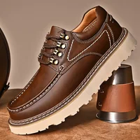 Brand's New Men's Fashionable Lace Up Thick Soled Wear-resistant Workwear Shoe Outdoor Comfortable Anti Slip Casual Sports Shoes 2