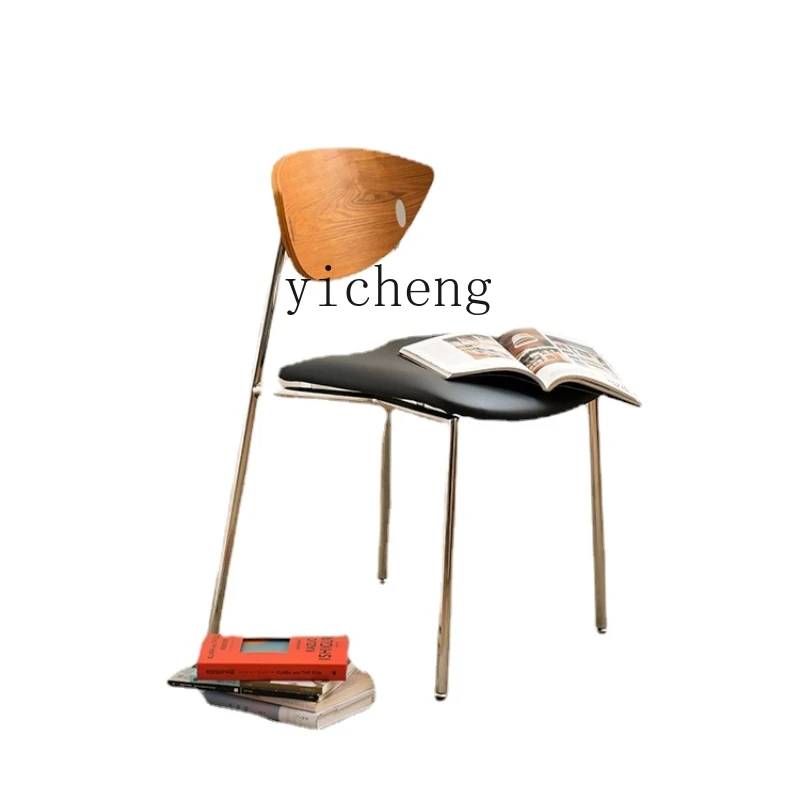 

Стул из массива дерева в стиле ретро, простой дизайнерский стул средней длины из нержавеющей стали, обеденный стул с летящей птицей, Xl