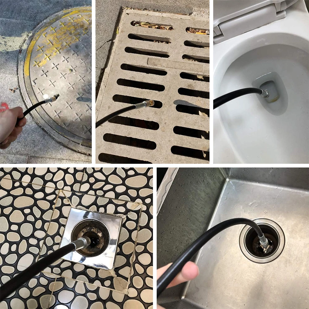 High Pressure Washer Drain Pipe for Lavor Parkside Hammer Vax Sewer Cleaning Hose Sewer Sewage Water Jetter Kit Washer Nozzles 6