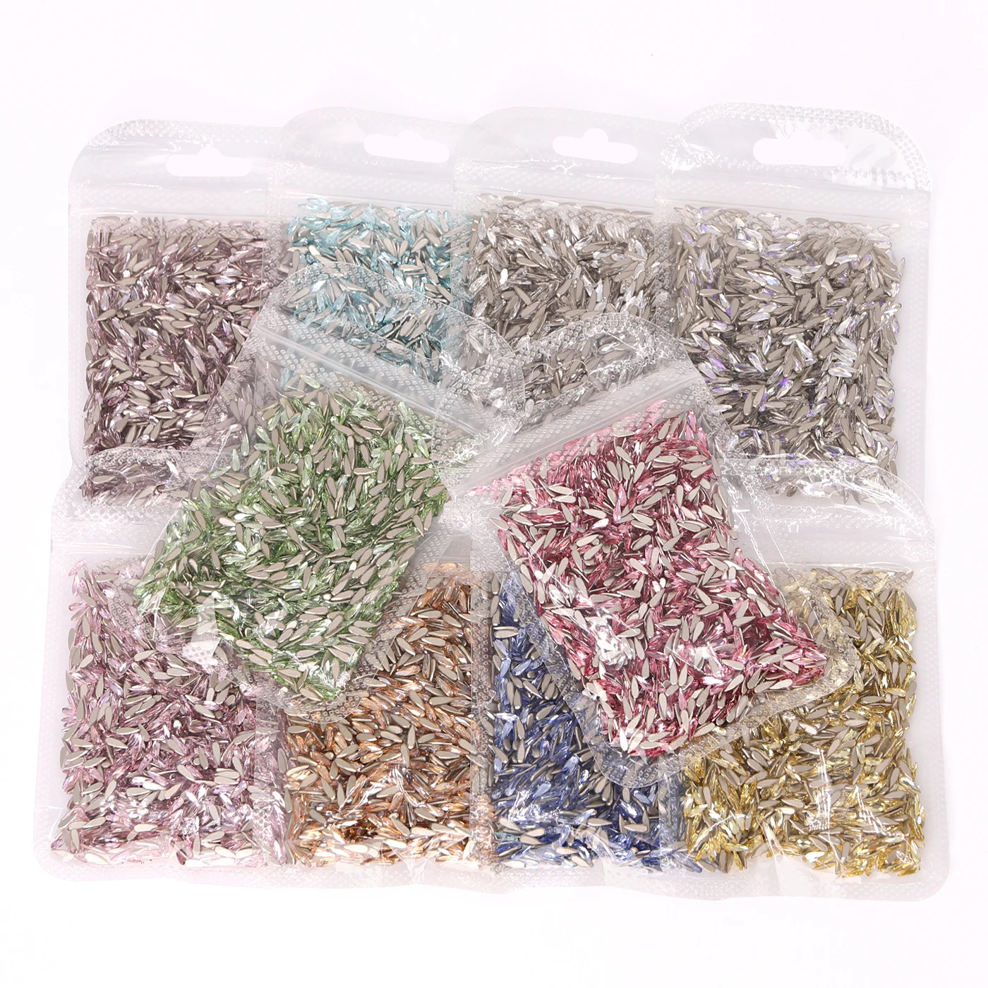 50pcs 2x6mm Wasser tropfen Nagel Strass Flatback Glas umgekehrte Kante Diamant Edelsteine 3D Glitter Nail Art Dekorationen – Detail 2