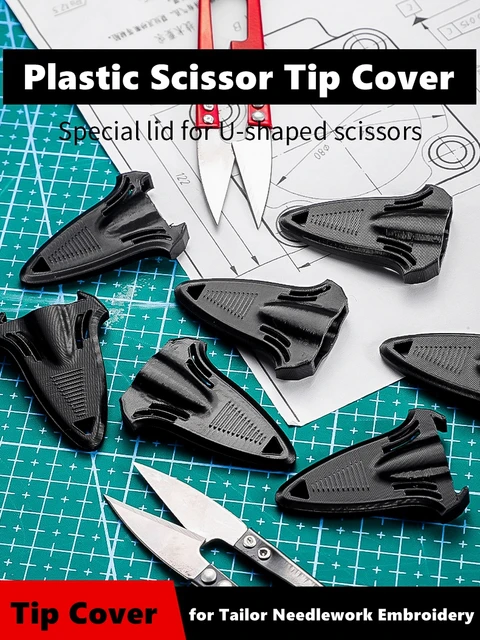 Black Scissors Sheath Sturdy Practical Plastic Scissor Tip Cover Protection Case for Knitting Needlework Crafting Embroidery 3