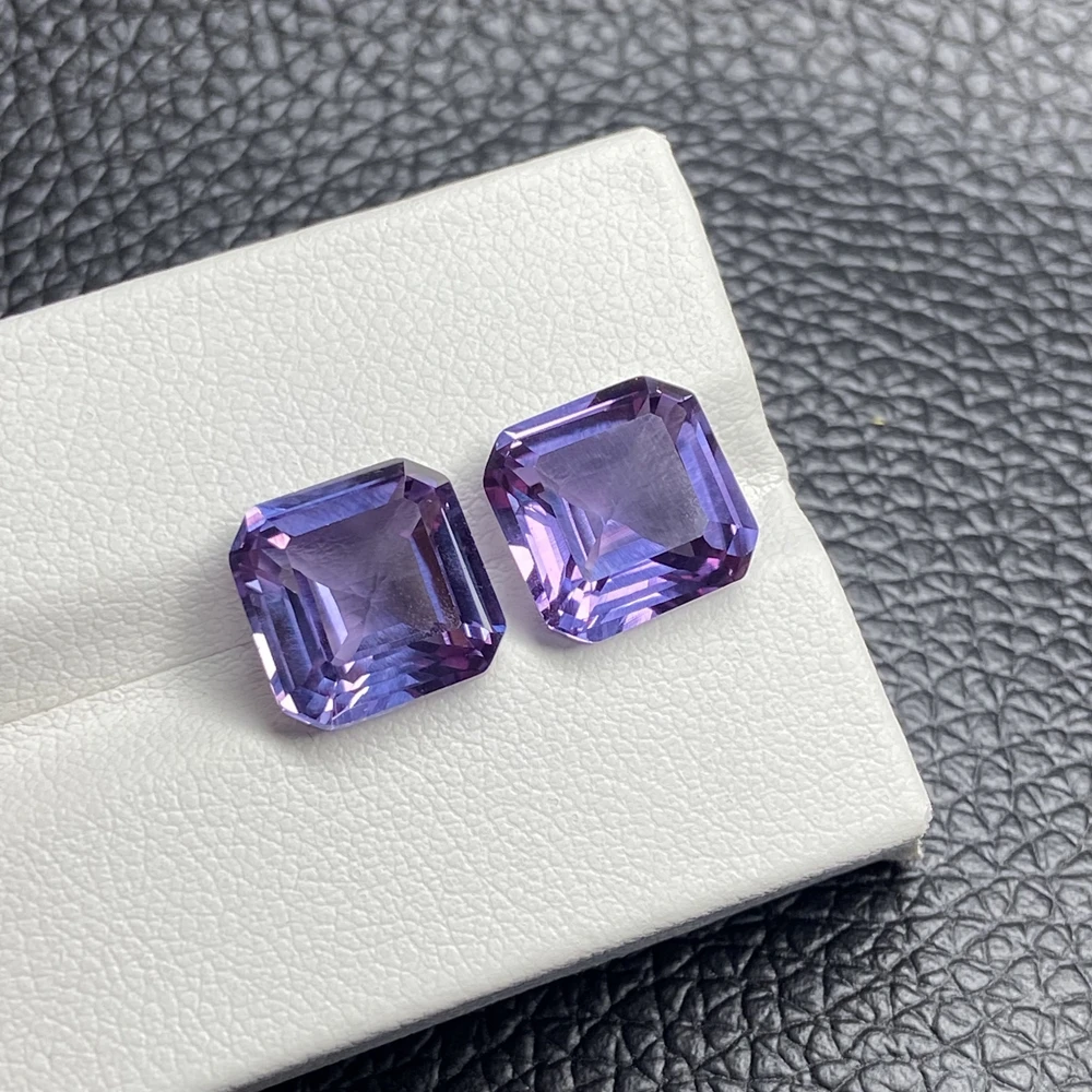 Purple Corundum Asscher Cut Light Violet Synthetic Loose Gemstones