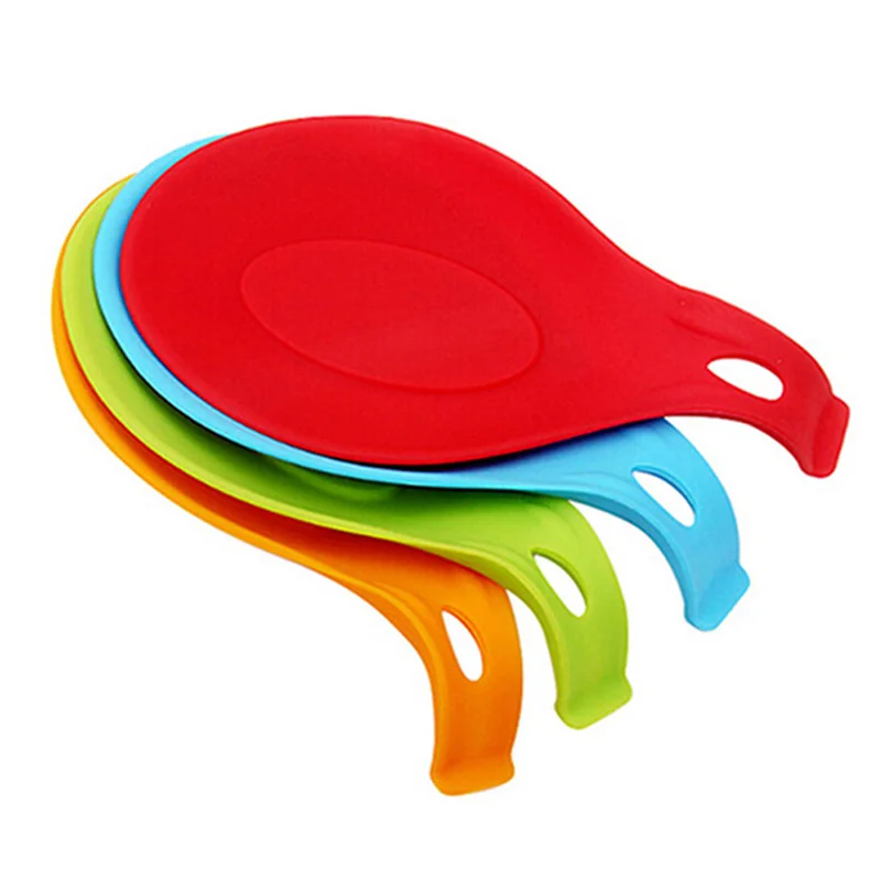 Silicone Insulation Spoon Shelf Heat Resistant Placemat Drink Glass Coaster Tray Spoon Pad Eat Mat Pot Holder Kitchen Tool