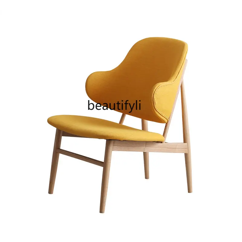 

yj Nordic Simple Cloth Modern Wooden Lounge Chair Creative Personality Couch