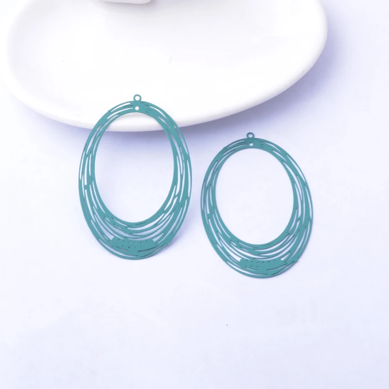다채로운 블랙 골드 컬러 대형 타원 참, 빈 타원형 커넥터 펜던트, DIY 쥬얼리 제작, AB4312, 52*35mm, 30 개