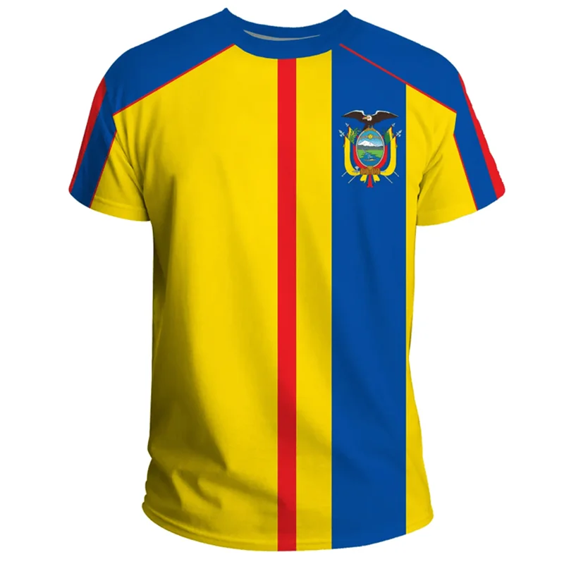 Hip Hop T Shirts Men Women Ecuador Flag Casual Tee Shirt Ecuadorian National Emblem 3D Printed Breathable Short Sleeve Gym Tops_voghion.com