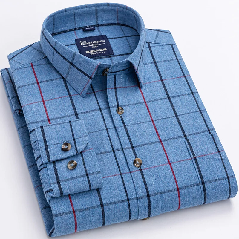 

The New During The Spring And Autumn Pure Cotton Men Iong Sleeve Shirt High Quality Wash And Wear Stripes Business Casual Cultiv