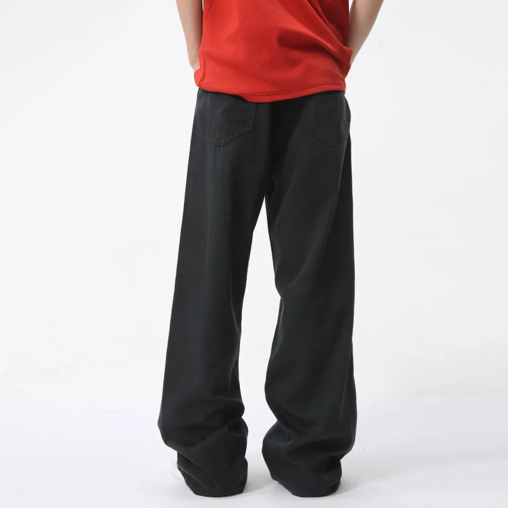 Men's Black Denim Baggy Jeans Vintage Straight Cargo Pants Korean Harajuku Fashion Pantalon Homme Wide-leg Streetwear Trousers