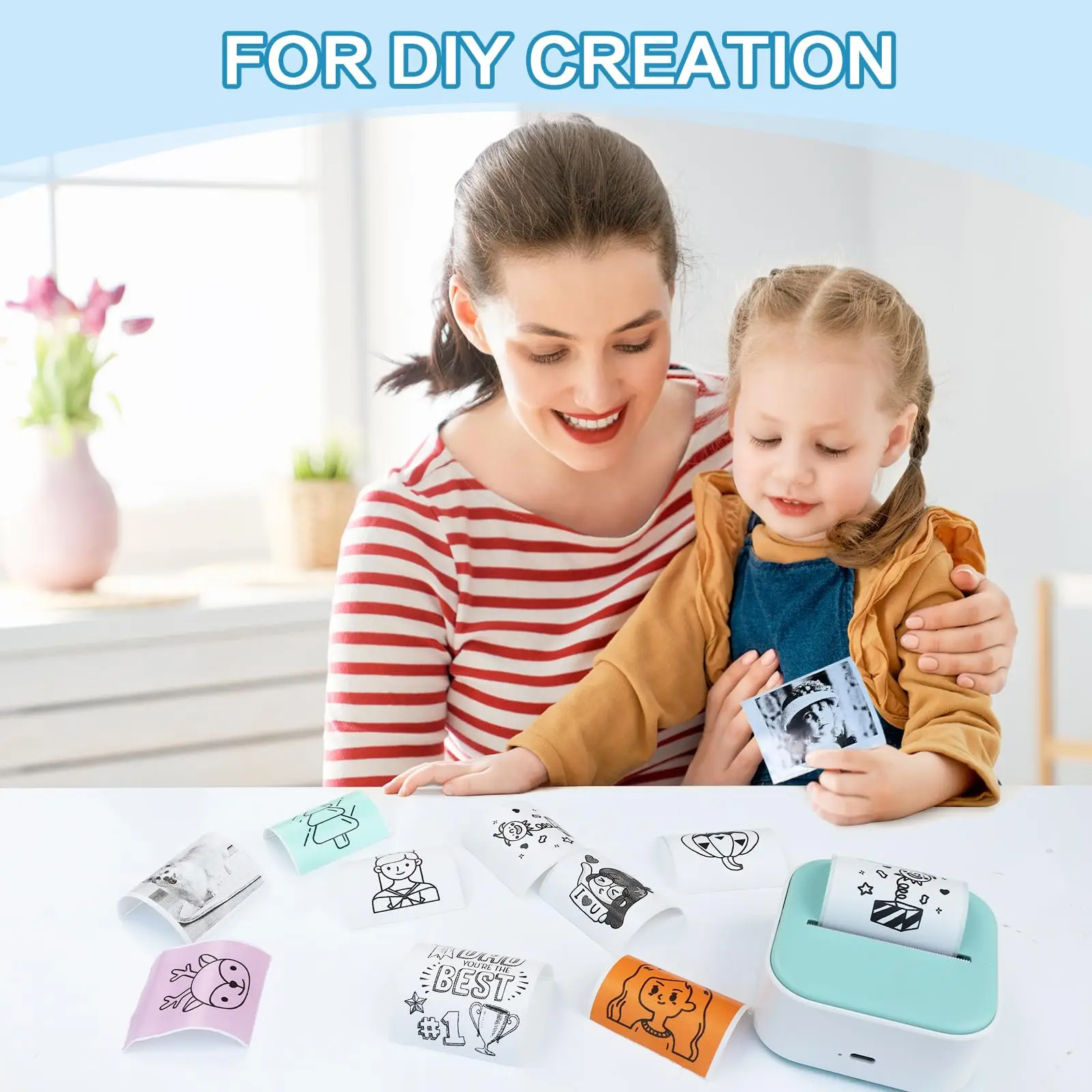 Thermal Paper Printer Sticker Paper Printing Paper Thermal Paper Roll Thermal Printer Paper Thermal Printer Paper Mini Self-adhesive Label Printer Paper Compatible With T02/M02/M02/M02SPRO/M04AS/M04S Mini Thermal