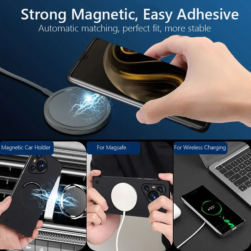 Magnetic Frameless Matte Hard PC Phone Case with Wireless Charging Compatibility