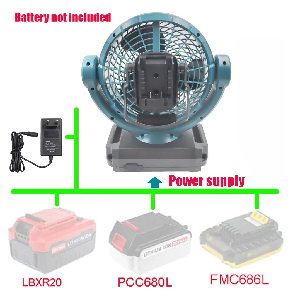 블랙 데커 포터 케이블 스탠리 14.4V 18V 20V 리튬 배터리 LBXR20 PCC685L FMC680L LBX4020 용 DCF102 휴대용 무선 팬