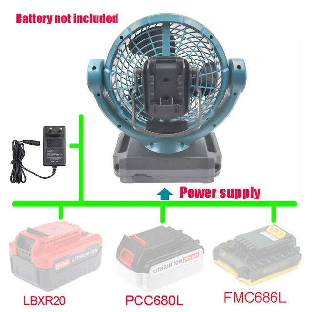 DCF102 Portable Cordless Fan For Black Decker Porter-Cable Stanley 14.4V  18V 20V Lithium Battery
