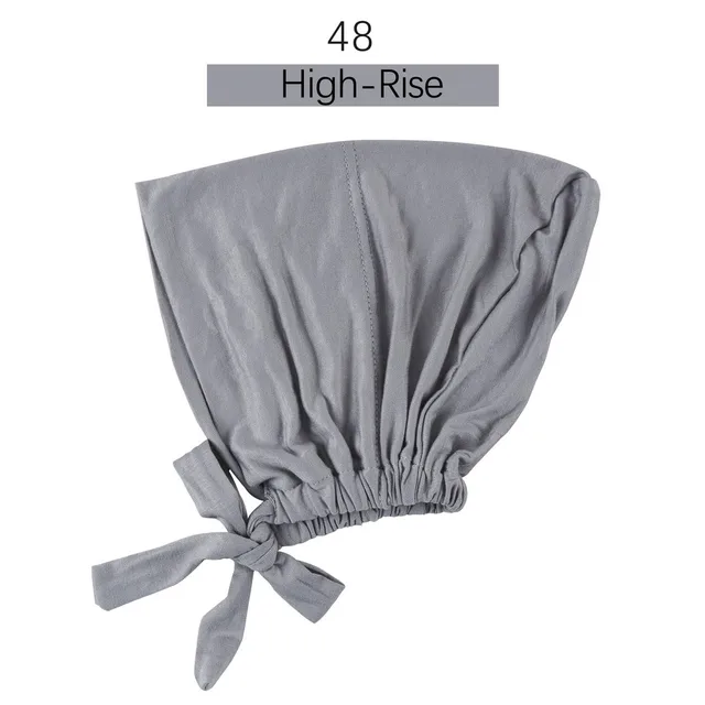 Muslim Women Elastic Tie Back Inner Hijab Caps Cotton Jersey Stretch Underscarf Modal Bonnet Headwrap Turbante Mujer 48
