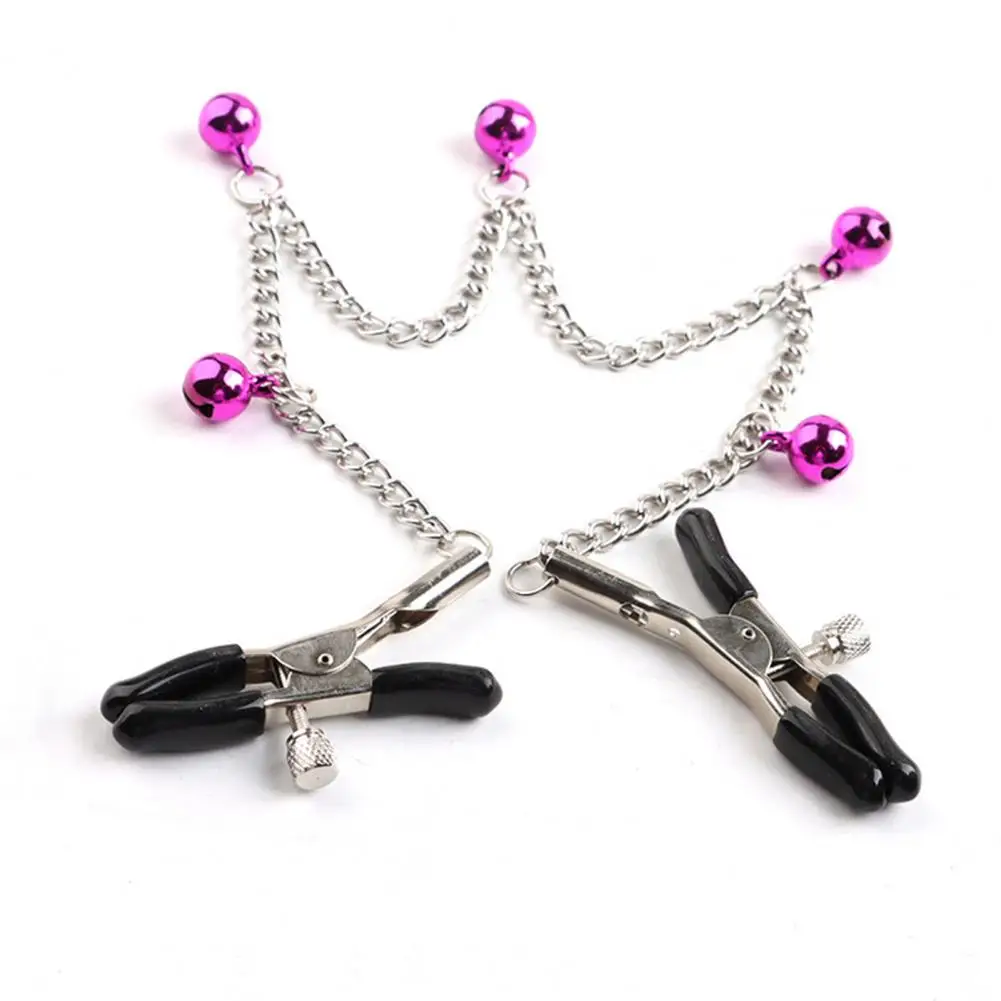 Clamp 1Pair Breast Eye-catching Enjoyment Metal Nipple Screw Clip with Bell for Adult Men and Women_voghion.com