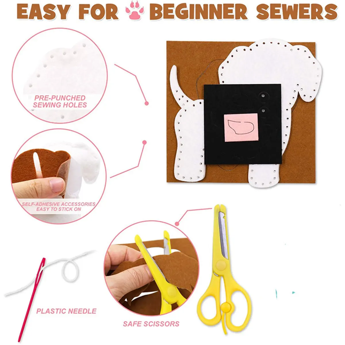 Craft Toys Kids Sewing Kit Felt Animals Handmade Sewing Set Educational Toys