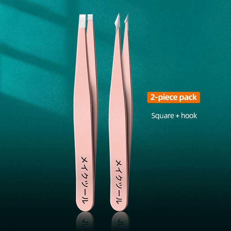 Eyebrow tweezers Eyebrow Tweezers Set 4 PCS Custom LOGO Slanted Pointed Flat Trimming Eyelash Tweezers Applicator Stainless Steel