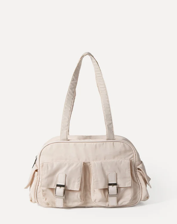 Women's Nylon Multi Pocket Shoulder Bag For College Students_voghion.com