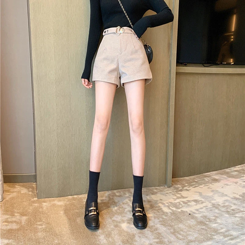 Fashion Black High Waist Shorts Spring Autumn New Solid All-match Loose Youth Casual Wide Leg Pants Vintage Trend Women Clothing
