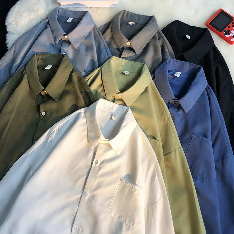 

Solid Color Shirts for Men 2023 Blouses Mens Designer Clothes Spring and Autumn Korean Style Clothes Streetwear Blouse Z12