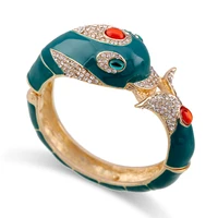 HAHA&TOTO New Arrived Women's Gold Plated with Full AAA Rhinestones Dolphin Animal Bracelet Statement Enamel Bangle 6 Colors 1