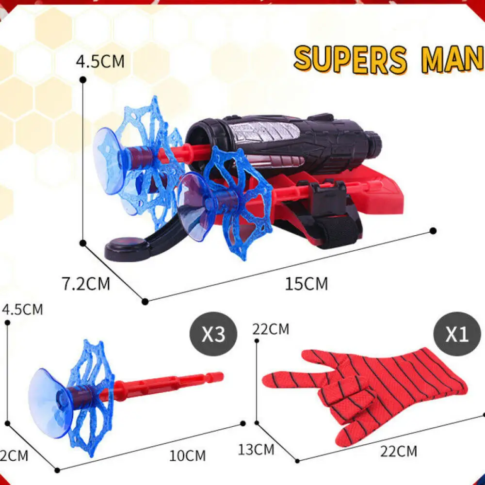 Anime Cosplay Props Superhero Cosplay Props Superhero Cosplay Gloves Spider Silk Launcher Hero Silk Glove Spiderman Cosplay Children's Toy Gift Spider-Man Web Shooter Dart Blaster Wrist Launcher