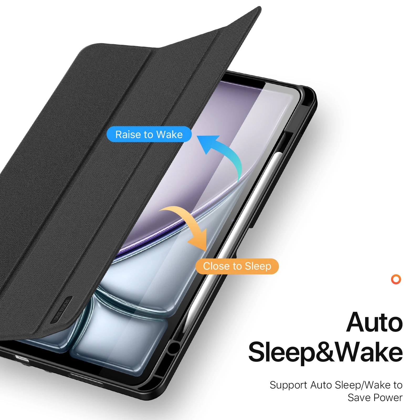Trifold Stand Tablet Case with Stylus Pen Holder & Auto Sleep/Wake